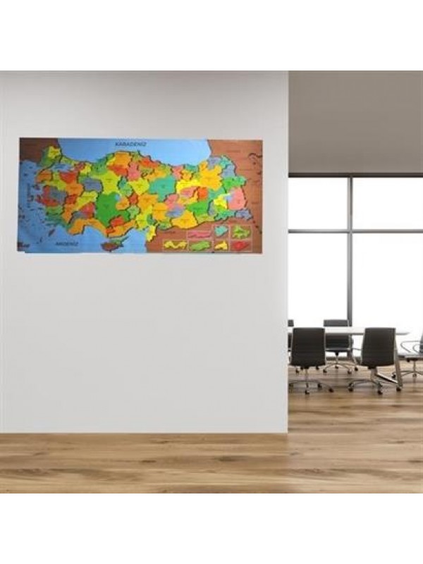 BUFFER® Renkli Türkiye Haritası Manyetik Yapıştırıcı Gerektirmeyen Duvar Stickerı 118 CM * 56 CM